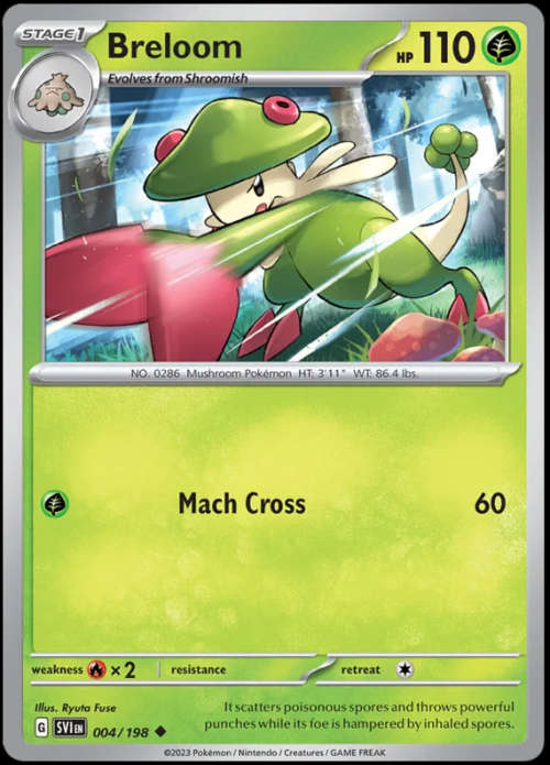 Pokemon Trading Cards - Breloom - 004/198 - Scarlet & Violet Base Set - NM