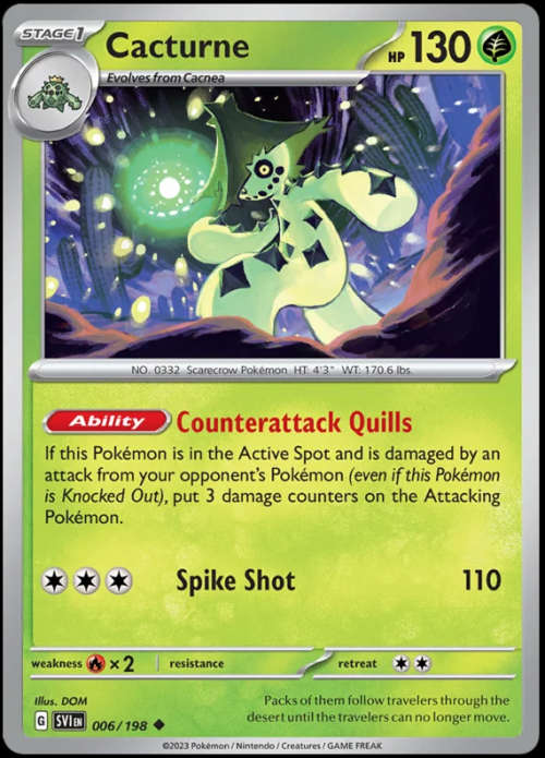 Pokemon Trading Cards - Cacturne - 006/198 - Scarlet & Violet Base Set - NM