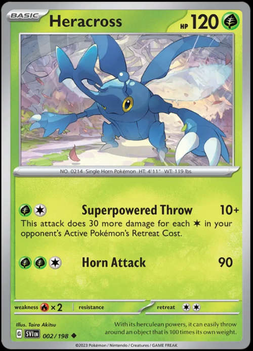 Pokemon Trading Cards - Heracross - 002/198 - Scarlet & Violet Base Set - NM