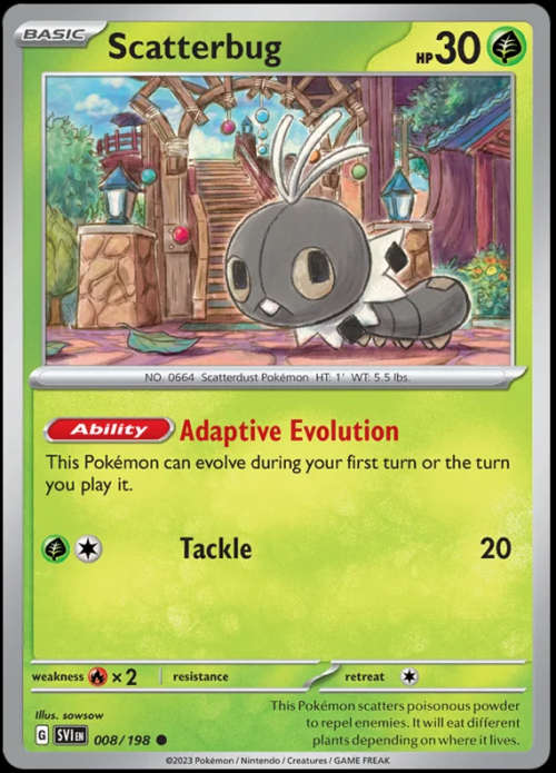 Pokemon Trading Cards - Scatterbug - 008/198 - Scarlet & Violet Base Set - NM