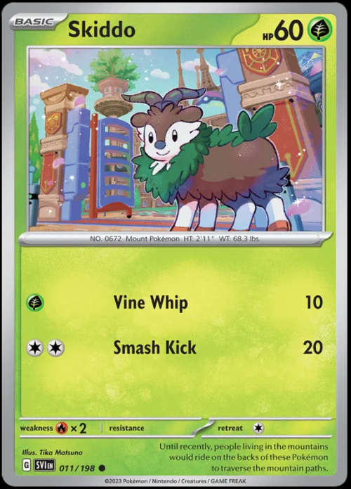Pokemon Trading Cards - Skiddo - 011/198 - Scarlet & Violet Base Set - NM