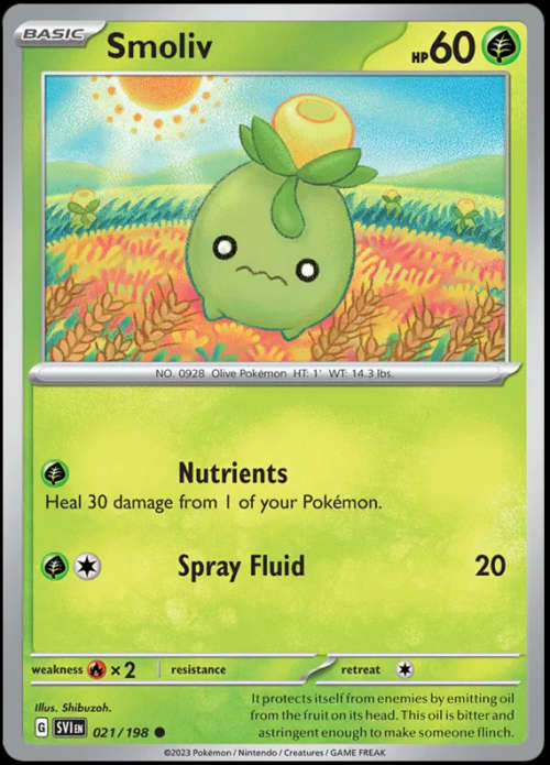 Pokemon Trading Cards - Smoliv - 021/198 - Scarlet & Violet Base Set - NM