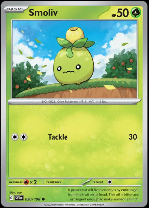 Pokemon Trading Cards - Smoliv - 020/198 - Scarlet & Violet Base Set - NM