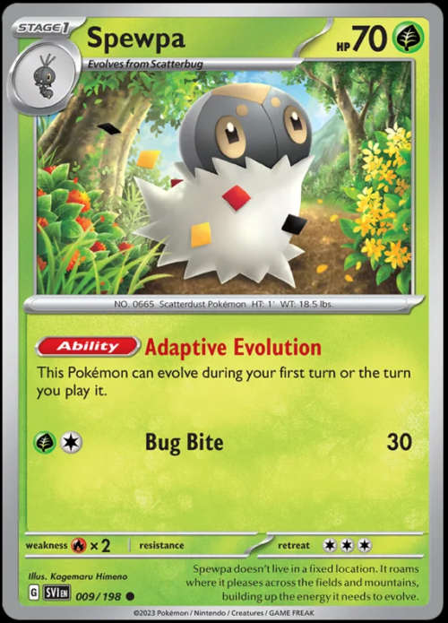 Pokemon Trading Cards - Spewpa - 009/198 - Scarlet & Violet Base Set - NM