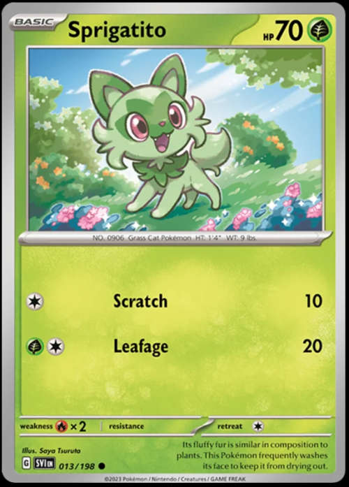 Pokemon Trading Cards - Sprigatito - 013/198 - Scarlet & Violet Base Set - NM