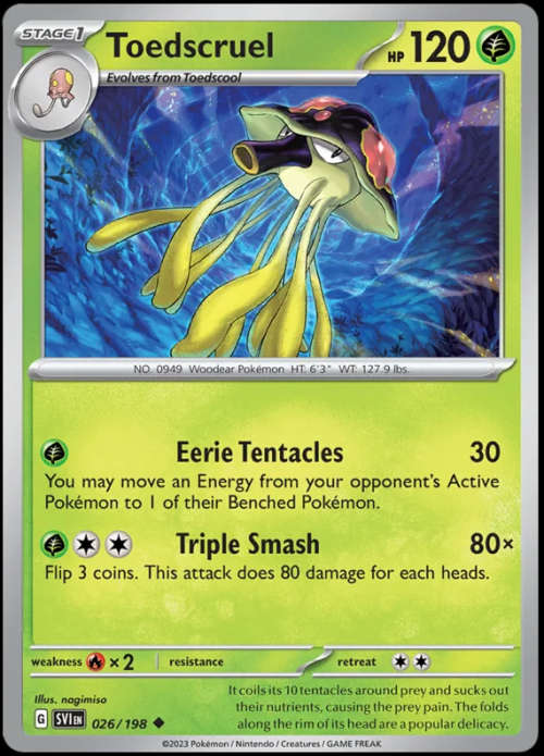 Pokemon Trading Cards - Toedscruel - 026/198 - Scarlet & Violet Base Set - NM