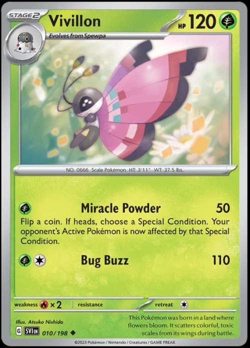 Pokemon Trading Cards - Vivillon - 010/198 - Scarlet & Violet Base Set - NM
