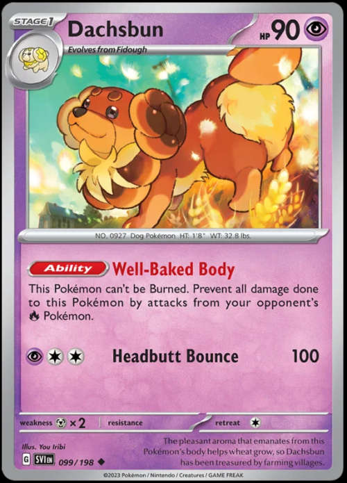 Pokemon Trading Cards - Dachsbun - 099/198 - Scarlet & Violet Base Set - NM