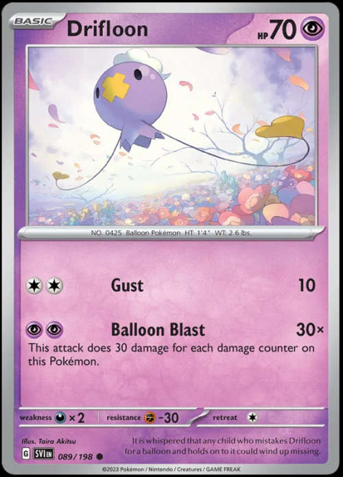 Pokemon Trading Cards - Drifloon - 089/198 - Scarlet & Violet Base Set - NM