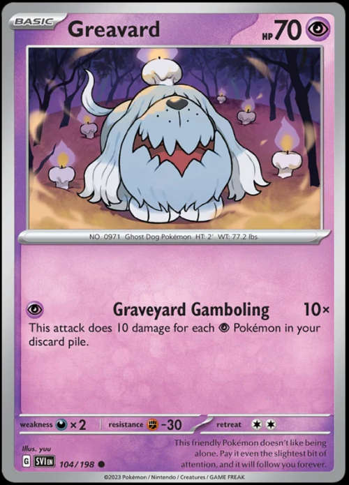 Pokemon Trading Cards - Greavard - 104/198 - Scarlet & Violet Base Set - NM