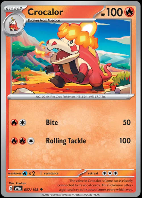Pokemon Trading Cards - Crocalor - 037/198 - Scarlet & Violet Base Set - NM