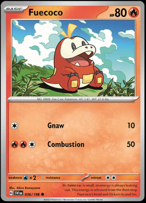 Pokemon Trading Cards - Fuecoco - 036/198 - Scarlet & Violet Base Set - NM