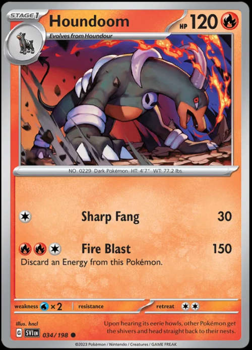 Pokemon Trading Cards - Houndoom - 034/198 - Scarlet & Violet Base Set - NM