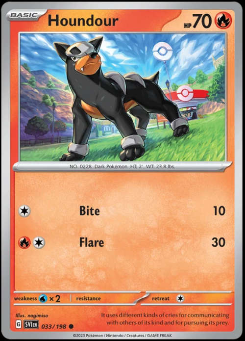 Pokemon Trading Cards - Houndour - 033/198 - Scarlet & Violet Base Set - NM