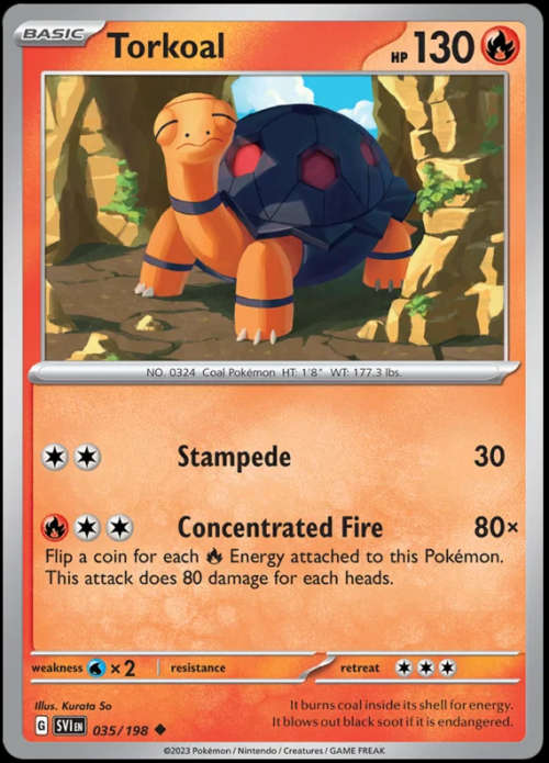 Pokemon Trading Cards - Torkoal - 035/198 - Scarlet & Violet Base Set - NM