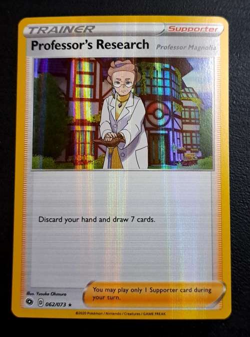 Pokemon Trading Cards - Professor`s Research - 062/073 - Rare Holo Bleed Error - Champions Path - NM