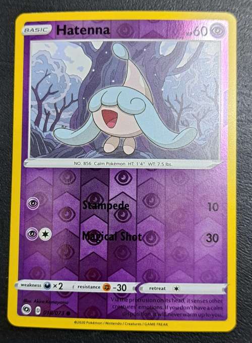 Pokemon Trading Cards - Hatenna - 018/073 - Rare Reverse Holo - Champions Path - NM
