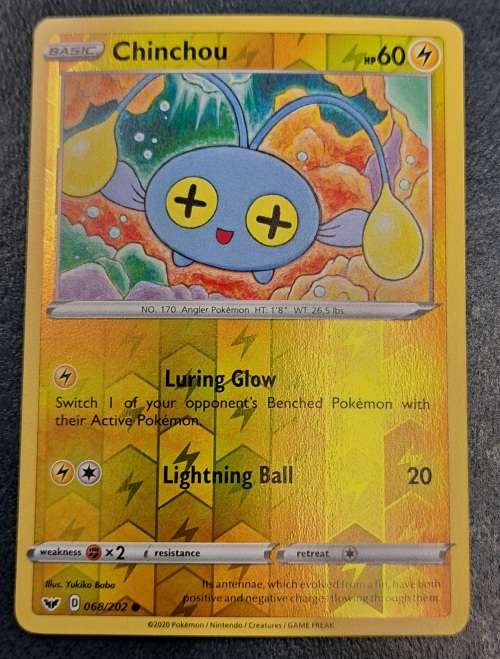 Pokemon Trading Cards - Chinchou - 068/202 - Reverse Holo - Sword & Shield (Base Set) - NM