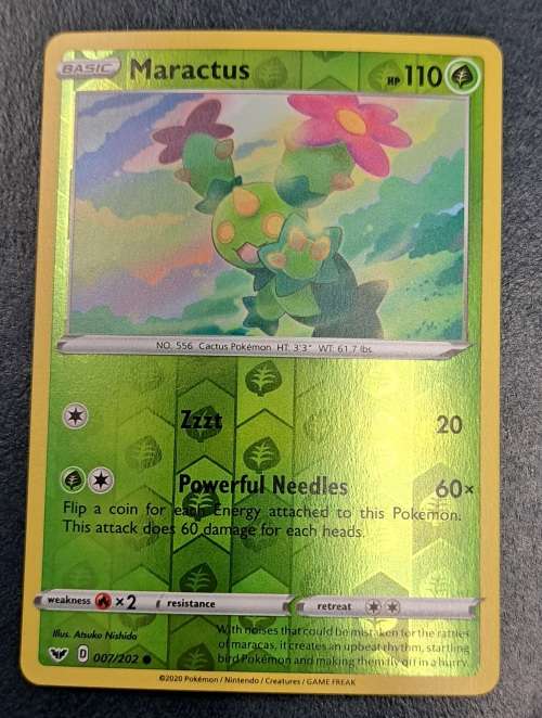 Pokemon Trading Cards - Maractus - 007/202 - Reverse Holo - Sword & Shield (Base Set) - NM