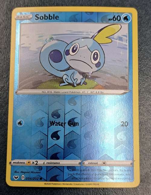 Pokemon Trading Cards - Sobble - 054/202 - Reverse Holo - Sword & Shield (Base Set) - NM