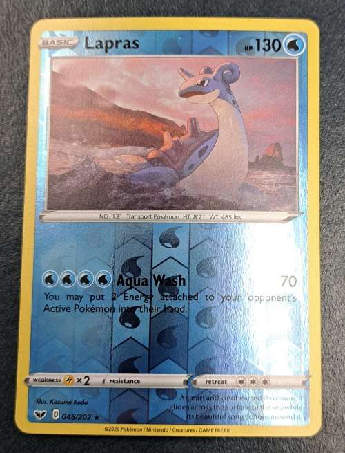 Pokemon Trading Cards - Lapras - 048/202 - Rare Reverse Holo - Sword & Shield (Base Set) - NM