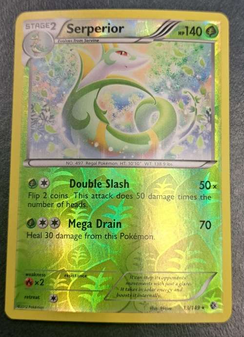 Pokemon Trading Cards - Serperior - 13/149 - Rare Reverse Holo  - 2012 Boundaries Crossed - LP