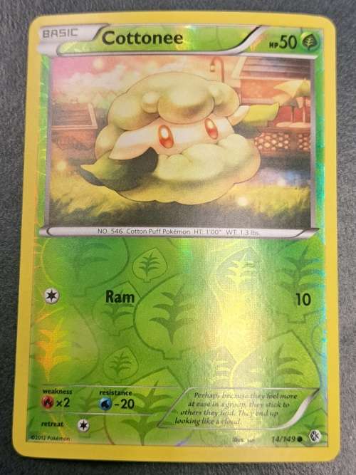 Pokemon Trading Cards - Cottonee - 14/149 - Reverse Holo  - 2012 Boundaries Crossed - NM