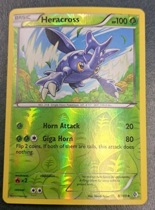 Pokemon Trading Cards - Heracross - 8/149 - Reverse Holo - 2012 Boundaries Crossed - NM