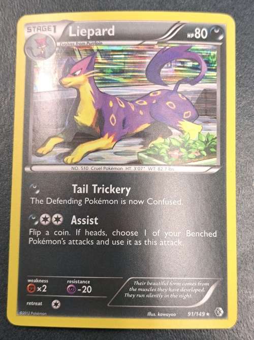 Pokemon Trading Cards - Liepard - 91/149 - Holo Rare - 2012 Boundaries Crossed - NM