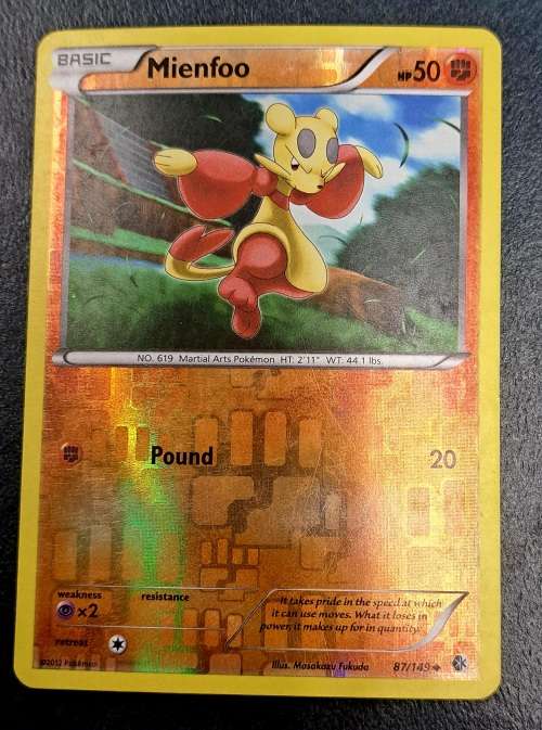 Pokemon Trading Cards - Mienfoo - 87/149 - Reverse Holo - 2012 Boundaries Crossed - LP