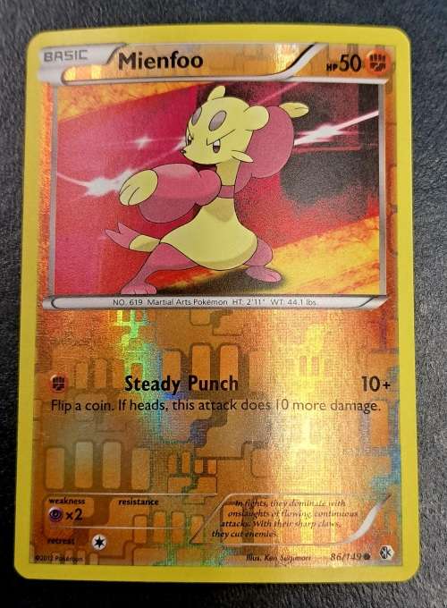 Pokemon Trading Cards - Mienfoo - 86/149 - Reverse Holo - 2012 Boundaries Crossed - NM
