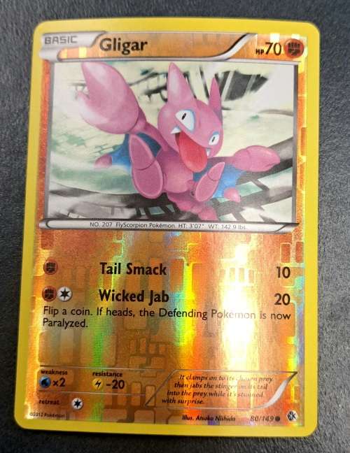 Pokemon Trading Cards - Gligar - 80/149 - Reverse Holo - 2012 Boundaries Crossed - NM