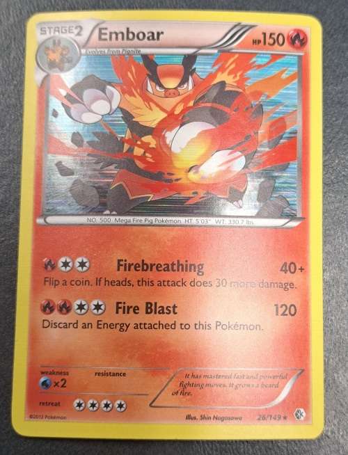 Pokemon Trading Cards - Emboar - 26/149 - Holo Rare - 2012 Boundaries Crossed - NM