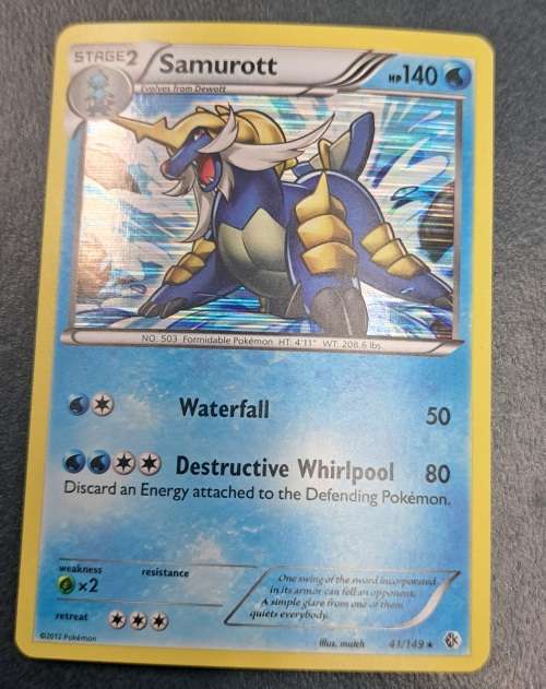 Pokemon Trading Cards - Samurott - 41/149 - Holo Rare - 2012 Boundaries Crossed - NM