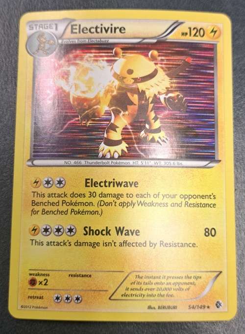 Pokemon Trading Cards - Electivire - 54/149 - Holo Rare - 2012 Boundaries Crossed - NM