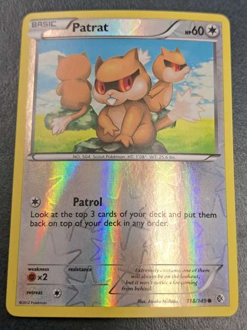 Pokemon Trading Cards - Patrat - 118/149 - Reverse Holo  - 2012 Boundaries Crossed - NM