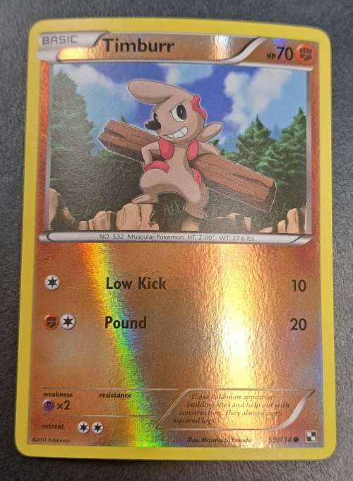 Pokemon Trading Cards - Timburr - 59/114 - Reverse Holo - Black & White (Base Set) -NM