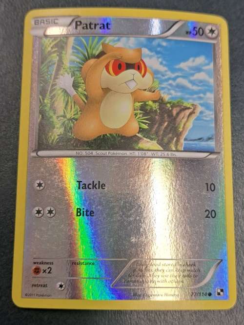 Pokemon Trading Cards - Patrat - 77/114 - Reverse Holo - Black & White (Base Set) -LP