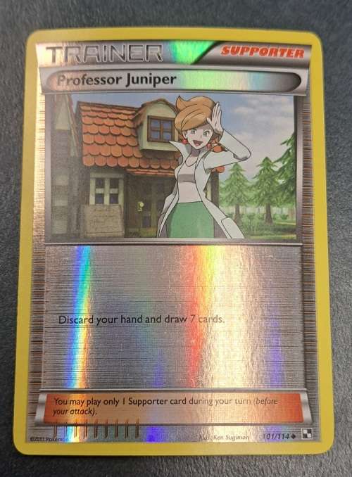 Pokemon Trading Cards - Professor Juniper - 101/114 - Reverse Holo - Black & White (Base Set) -NM