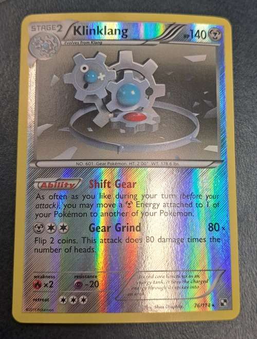 Pokemon Trading Cards - Klinklang - 76/114 - Rare Reverse Holo - Black & White (Base Set) -NM