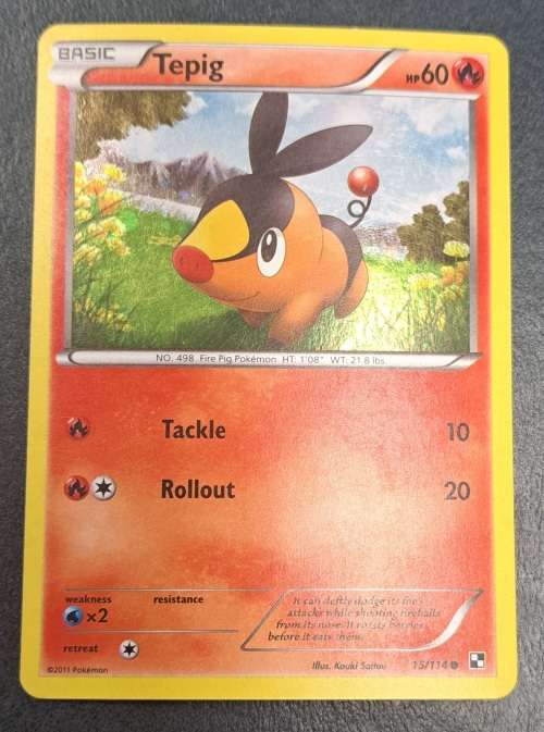 Pokemon Trading Cards - Tepig - 15/114 - Holo Promo - Black & White (Base Set) -LP