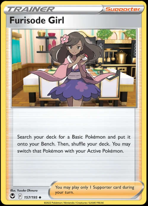 Pokemon Trading Cards - Furisode Girl - 157/195 - Uncommon - Silver Tempest (NM)