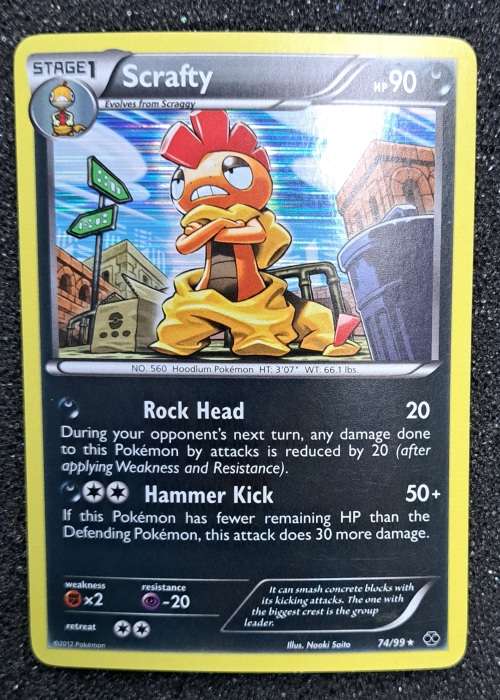 Pokemon Trading Cards - Scrafty - 74/99 - Holo Rare - Next Destinies - NM