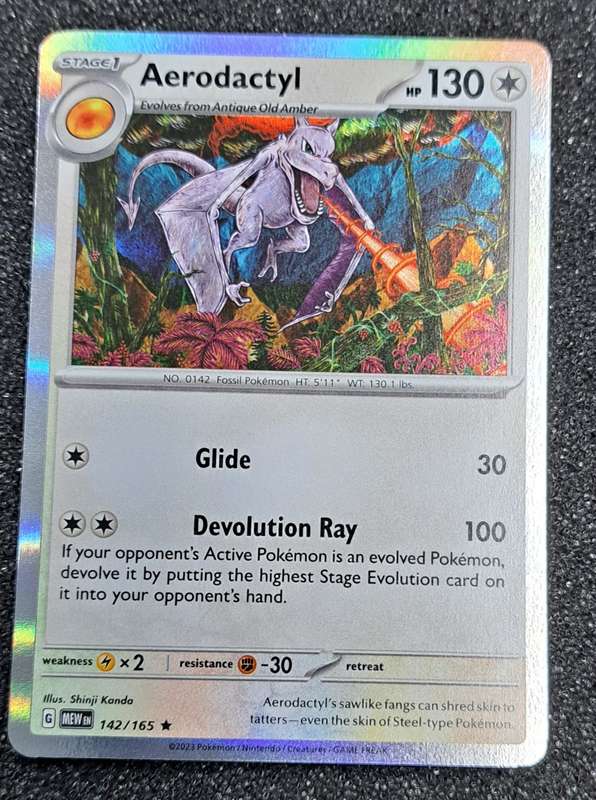 Pokemon Trading Cards - Aerodactyl - 142/165 - Holo Rare - 151 (NM)