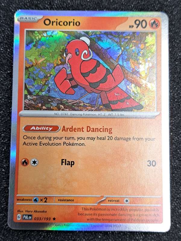 Pokemon Trading Cards - Oricorio - 033/193 - Holo Rare - Paldea Evolved NM
