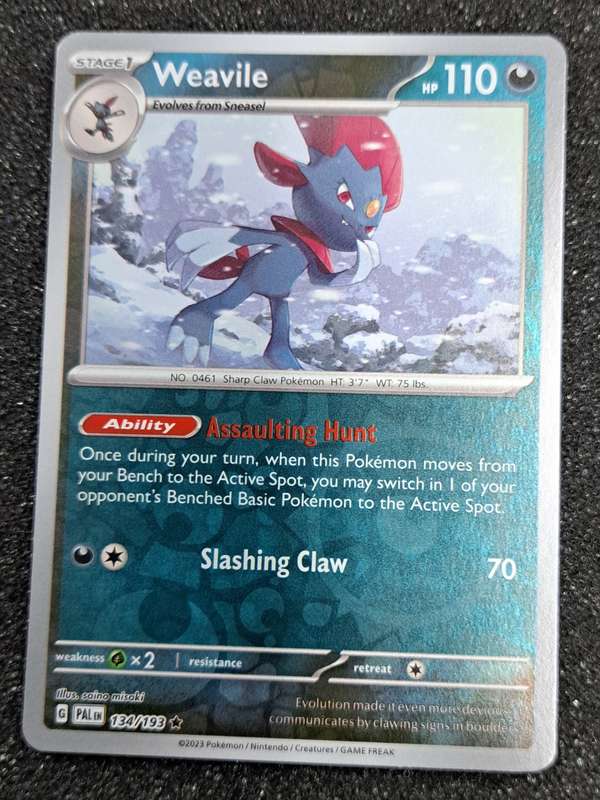 Pokemon Trading Cards - Weavile - 134/193 - Rare Reverse Holo - Paldea Evolved NM