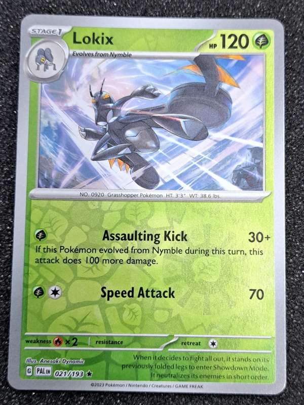 Pokemon Trading Cards - Lokix - 021/193 - Rare Reverse Holo - Paldea Evolved NM