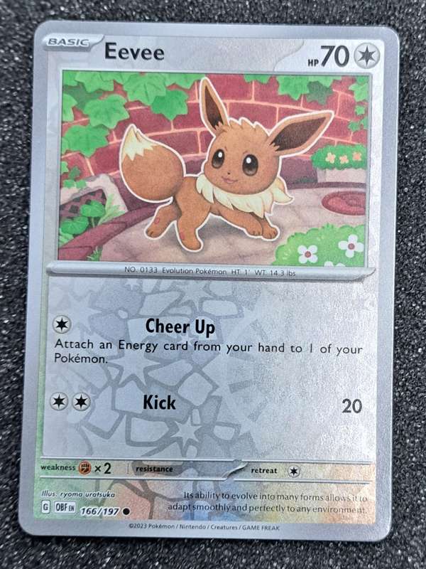 Pokemon Trading Cards - Eevee - 166/197 - Reverse Holo - Obsidian Flames - NM