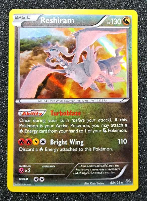 Pokemon Trading Cards -   Reshiram - 63/108 - Holo Rare XY - Roaring Skies Singles - LP