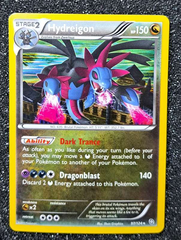 Pokemon Trading Cards - Hydreigon - 97/124 - Rare Reverse Holo - Dragons Exalted - VLP